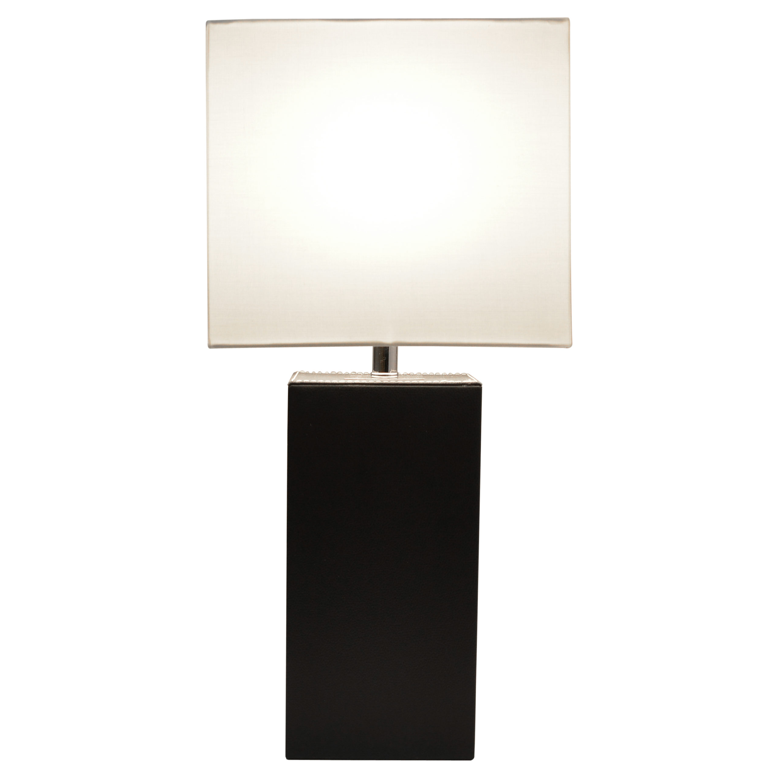 Elegant Designs Modern Leather Table Lamp with USB and White Fabric Shade, Black - Image 2