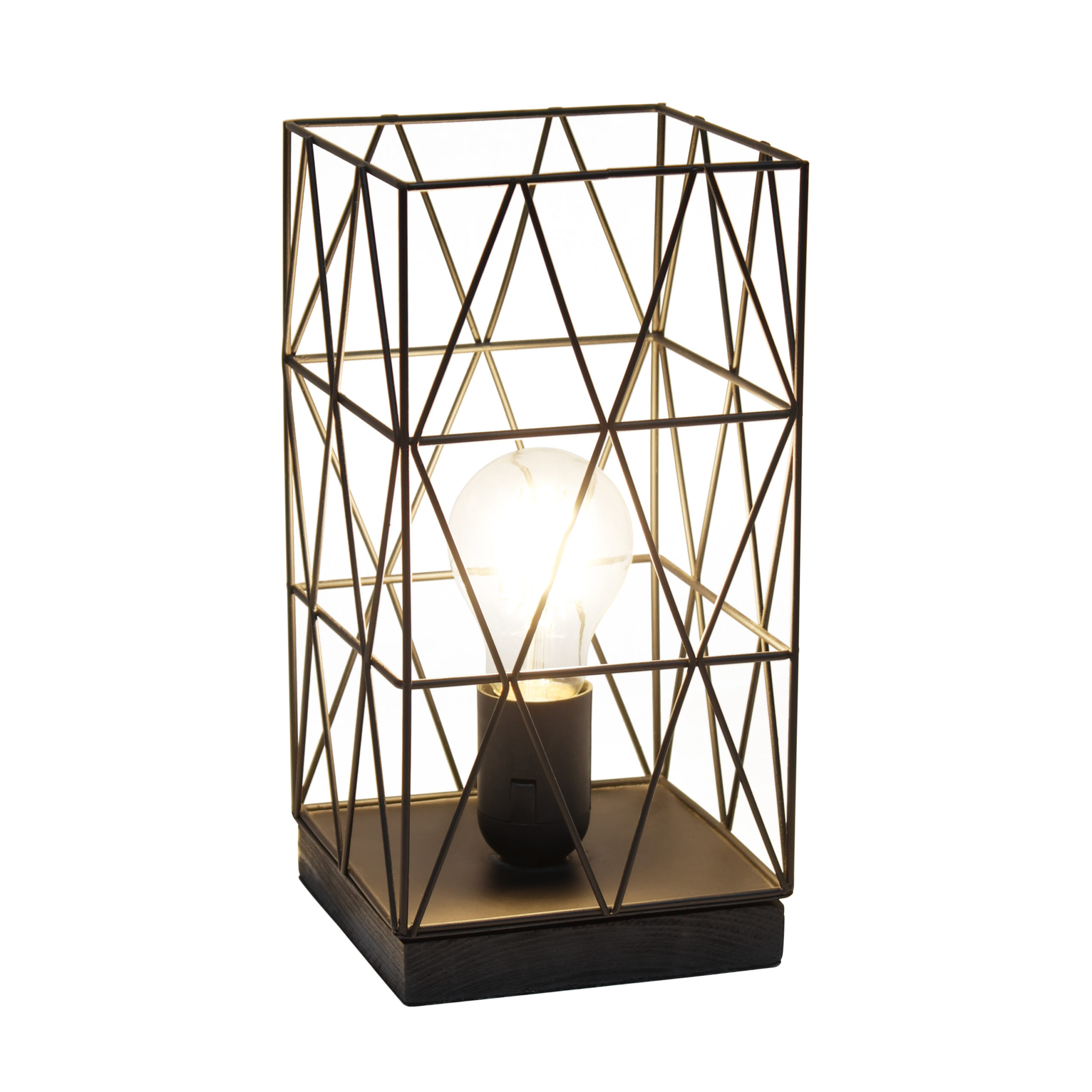 Black Geometric Square Metal Table Lamp, Geometric Metal Table Lamp