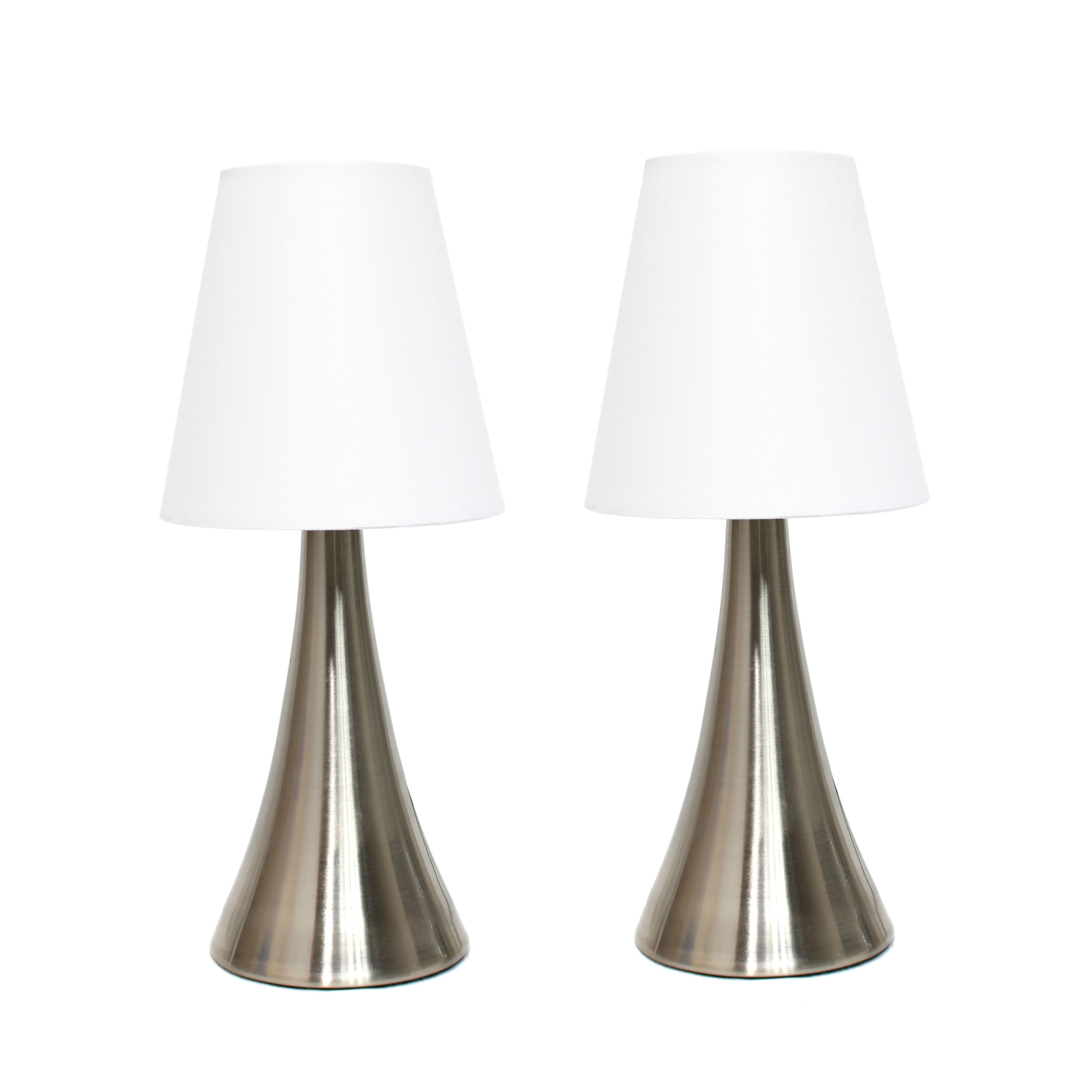 Simple Designs Valencia 2 Pack Mini Touch Table Lamp Set with White Fabric  Shades | All The Rages