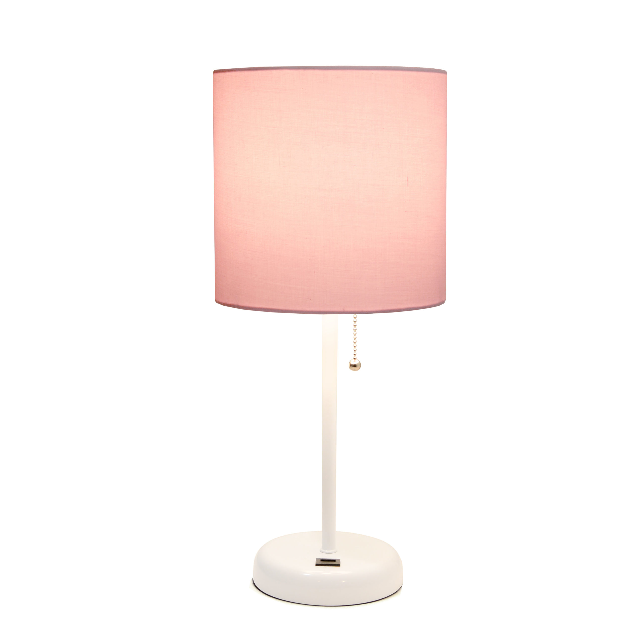 Limelights White Stick Lamp With Usb Charging Port And Fabric