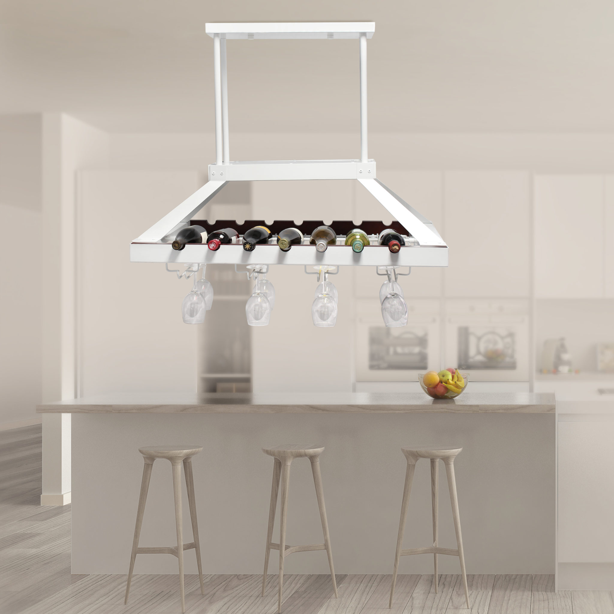 Elegant Designs 2 Light LED Overhead Wine Rack, White All The Rages